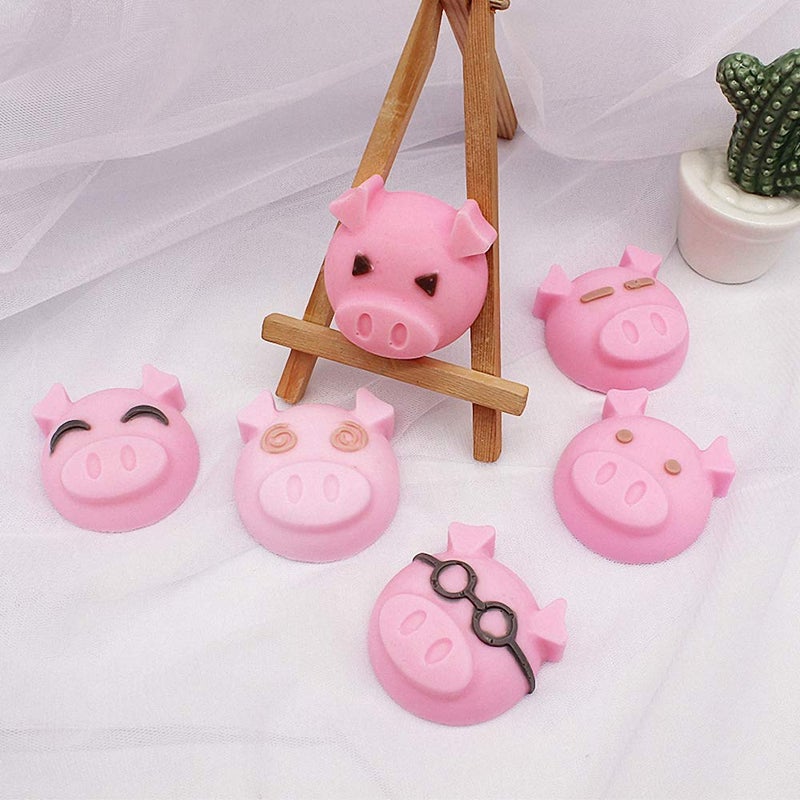 HiParty 2Pcs 6 Cavity Pig Cake Mold, Piggy Baking Pan Silicone Chocolate Candy Gummy Fat Bomb Jello Shot Mold Mini Soap Crayon Beeswax Melt Mold Ice Cube Trays - Image 5